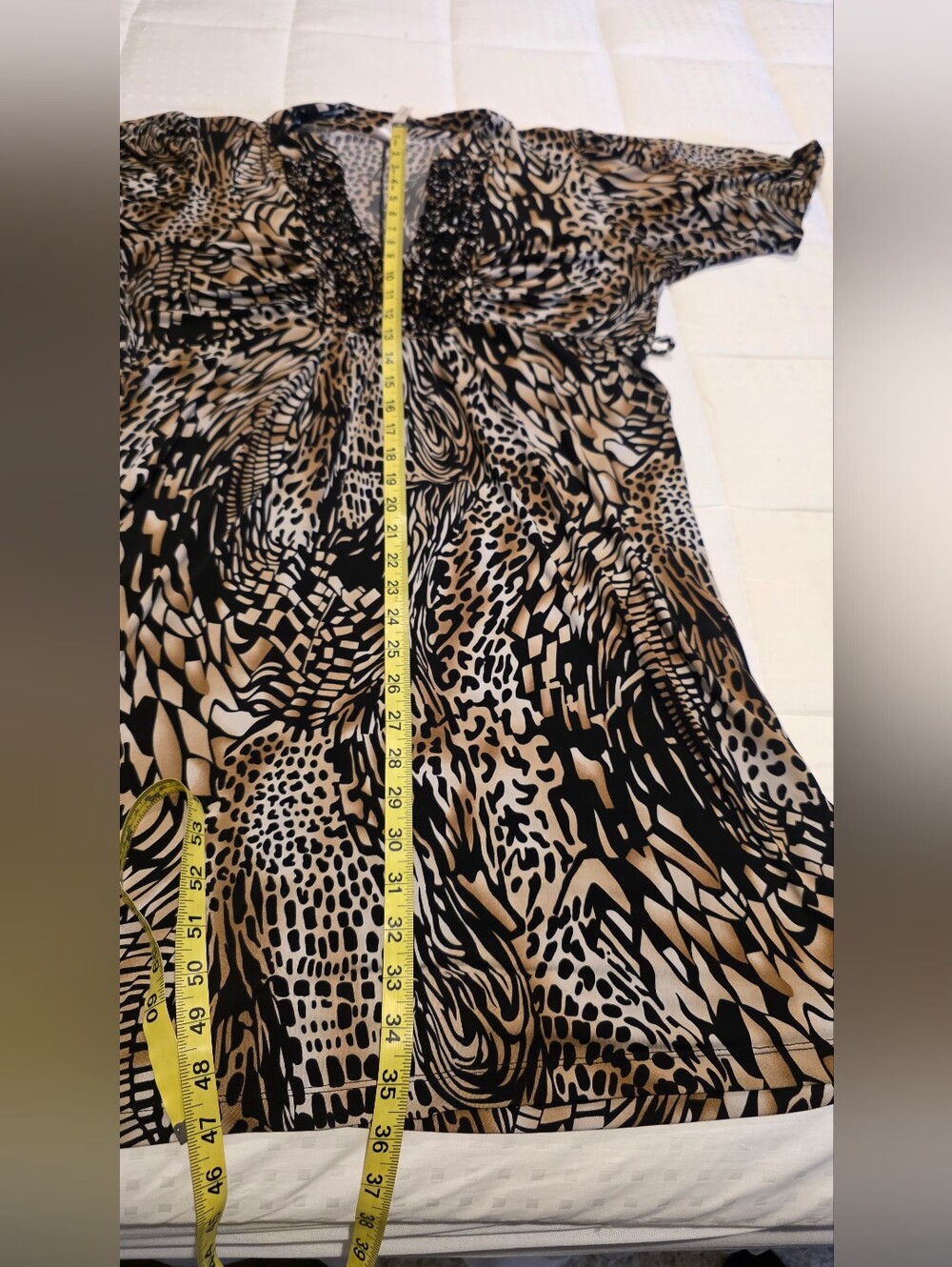 Neutral Animal Print Ruffle-Trim Dress - Picture 6 of 6